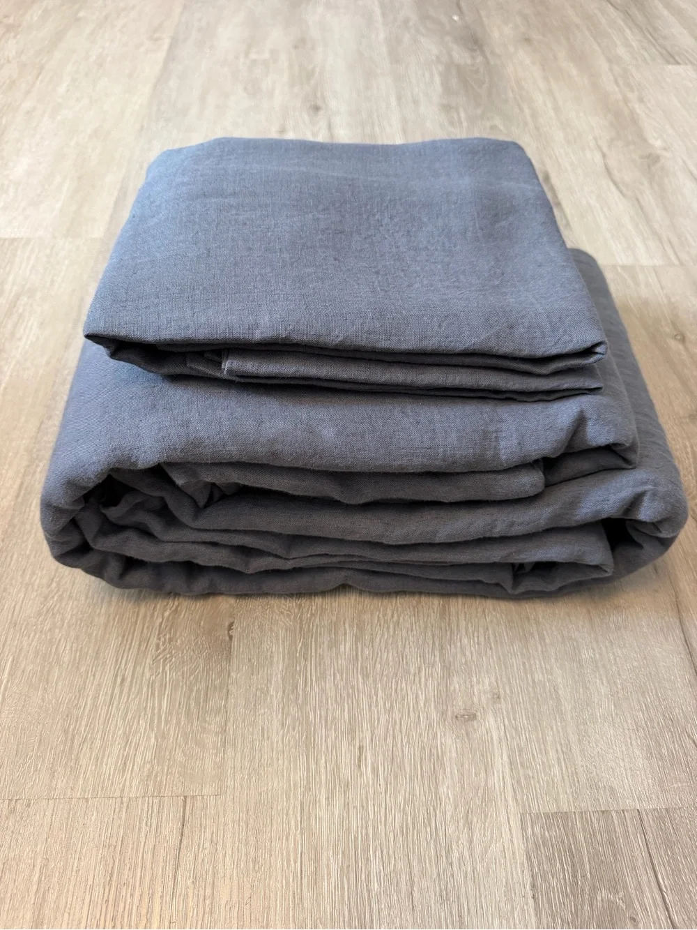 Quince Charcoal Gray Linen Duvet Set - Soft Home Bedding Nightfall Cal King